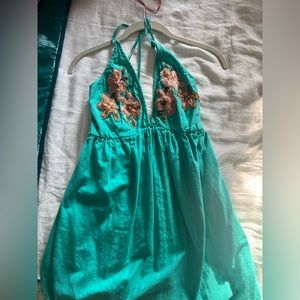 Free People Teal Mini Dress